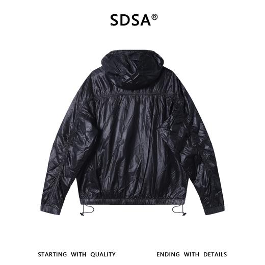 25208SDSA秋冬新款痞帅男装褶皱下摆松紧设计拉链立领连帽夹克外套百搭 商品图5