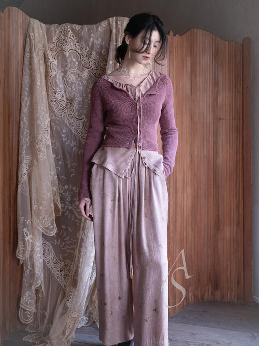 Cortana 26PS 烟熏玫瑰sylva丝棉麻针织开衫 商品图1