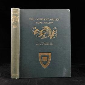 鬼才拉克姆12幅彩色手工贴图！1931年 沃尔顿《钓客清话》 漆布精装16开