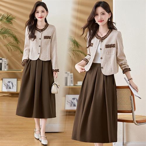 新款套装裙优雅小香风短款外套A字半身裙气质显瘦连衣裙XBL8512 商品图1