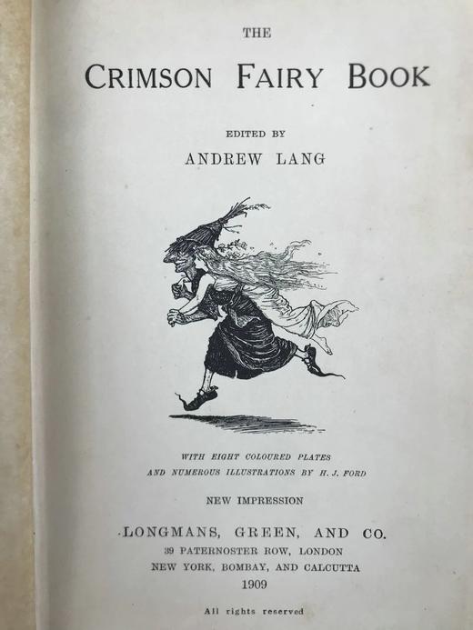 1909年 安德鲁·朗格《深红色童话书》 8幅彩色与大量黑白插图 漆布精装32开 商品图3