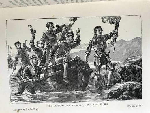 约19世纪后期 亨利·弗里斯《航行的浪漫：航海发现简史》 数十图精美版画插图 漆布精装32开 商品图11