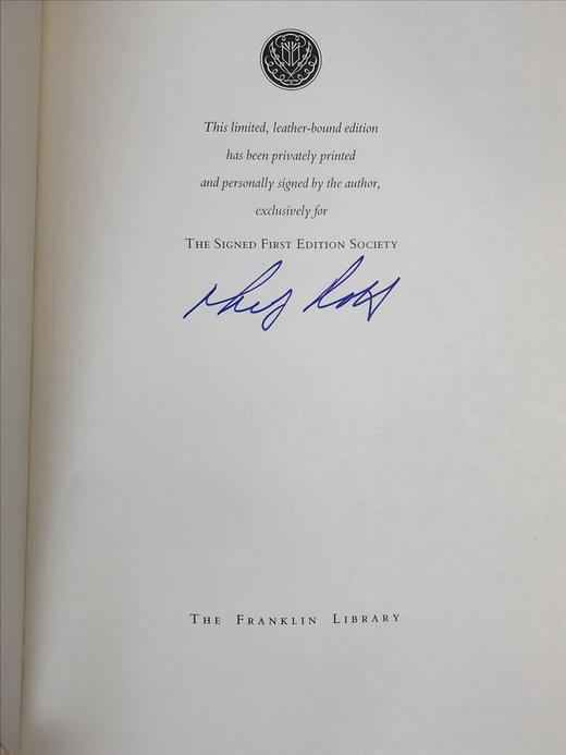 签名首版！菲利普・罗斯《夏洛克行动：一份自白》富兰克林图书馆豪华皮装本 商品图2