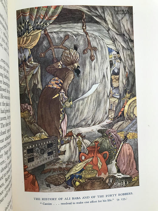 1950年 天方夜谭 4幅彩色插图 漆布精装32开 商品图8