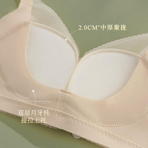 ZYQ-519  小胸显大文胸聚拢透气蕾丝性感无钢圈舒适收副乳调整型无骨内衣（单件） 商品图2