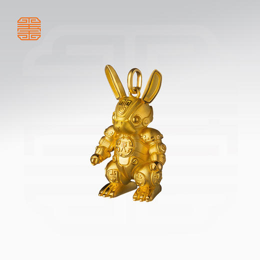 玺匠金铺《足金生肖机甲之兔》足金9999 吊坠项链生日礼物 商品图2
