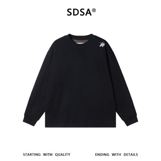 SDSA男士秋冬新款痞帅男装美式重磅撞色印花字母圆领长袖T恤百搭 商品图0