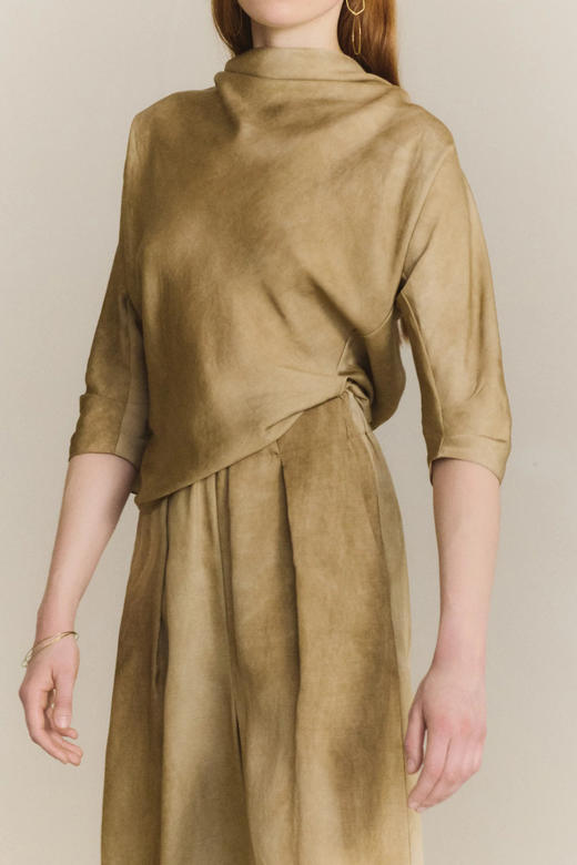 Cortana 26PS 茶金晕染opale缎光阔腿裤 商品图3