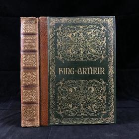 1909年 亚瑟王与圆桌骑士的故事 16幅插图 真皮脊精装32开