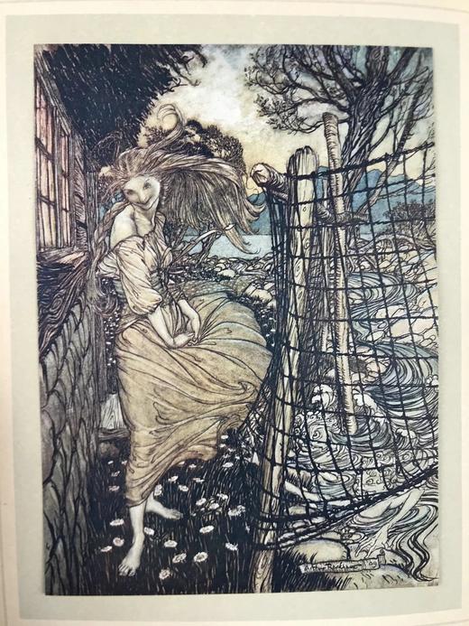 鬼才拉克姆15幅彩色手工贴图！1909年 莫特·富克《水妖记》 漆布精装16开 商品图2