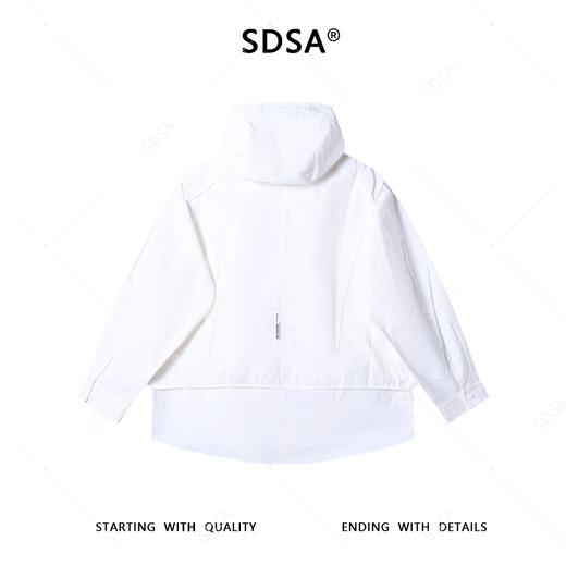 SDSA男士秋冬新款痞帅男装潮牌纯色拼接设计连帽衬衫百搭宽松衬衣 商品图4