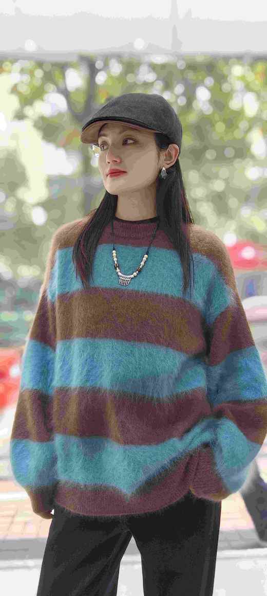 58K778福利款 宽条纹羊绒衫 商品图4