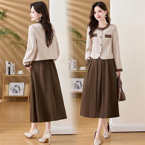 新款套装裙优雅小香风短款外套A字半身裙气质显瘦连衣裙XBL8512 商品图0