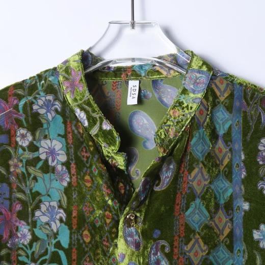 26CS06SDSA男士秋冬新款痞帅男装潮牌植绒植绒花卉立领长袖衬衫百搭休闲 商品图2