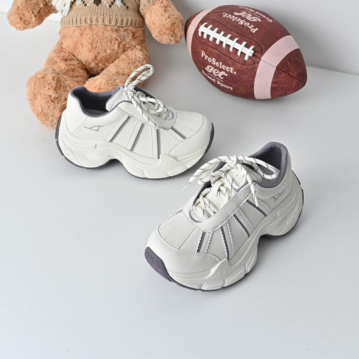 经典鲨2026年春专柜新款韩版拼色系带透气休闲跑步老爹鞋女KW326-617051 商品图4