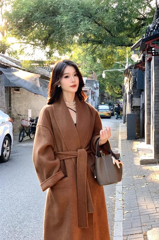 顶奢富婆战袍LP全手工制作进口绵羊毛山羊绒双面大衣 商品图6