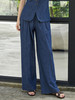 韩系慵懒风深蓝色牛仔阔腿裤女 高腰压褶垂感显瘦直筒休闲裤 小个子复古百搭九分裤 商品缩略图0