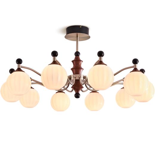 爆款🔥OPPLE欧普照明咖啡豆26款客厅吊灯中古风胡桃木色复古卧室装饰灯 商品图5