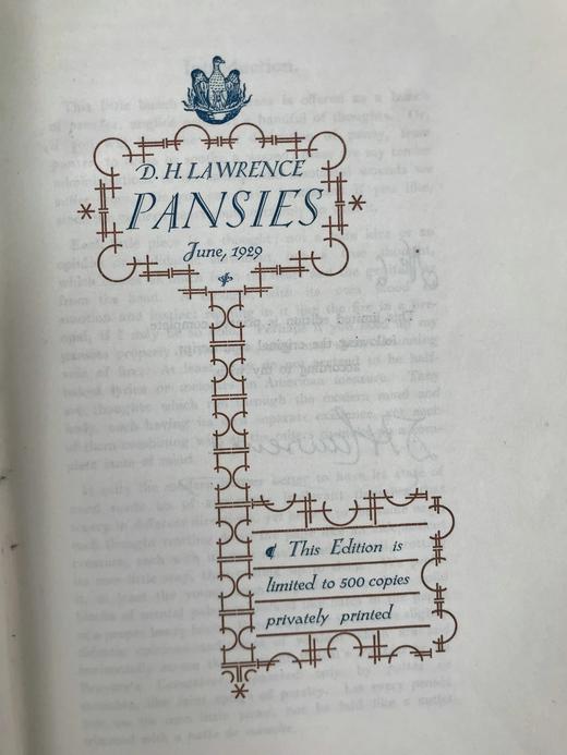 限量签名本！1929年 D.H.劳伦斯《三色堇》 1幅肖像插图 平装大32开 商品图4