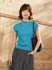 湖蓝色坑条针织无袖 T 恤女 2026 新款 圆领宽松显瘦小飞袖冰丝上衣 小个子百搭 商品缩略图0
