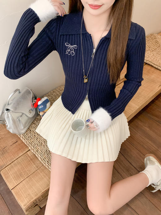 <曾小咸推荐>现货秒杀 ！微信超特价！韩系翻领短款针织衫 日常199.99 立减110 秒杀89.99！！ 商品图8