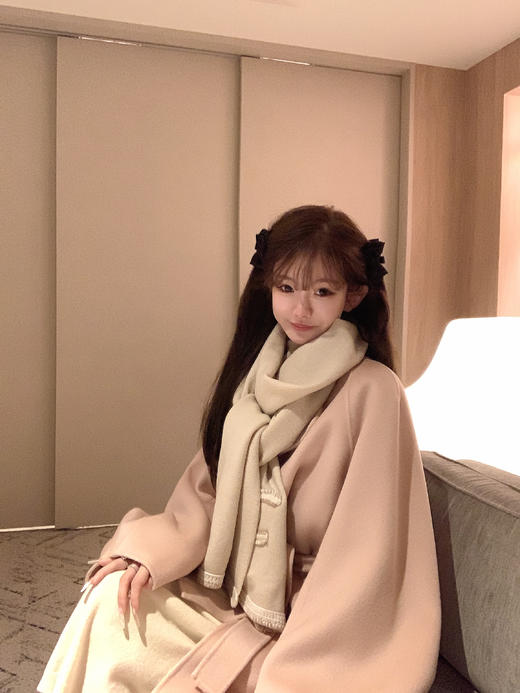 金蘑菇菇 昭和日剧式冬日 私服sn*del大衣 / 10羊绒 浪漫弧度大衣 商品图5