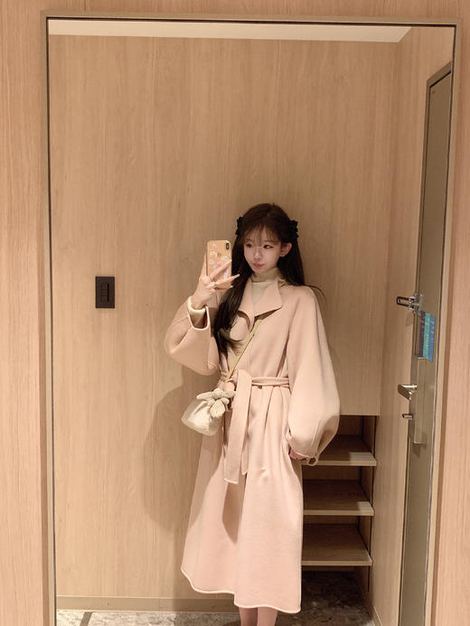 金蘑菇菇 昭和日剧式冬日 私服sn*del大衣 / 10羊绒 浪漫弧度大衣 商品图2