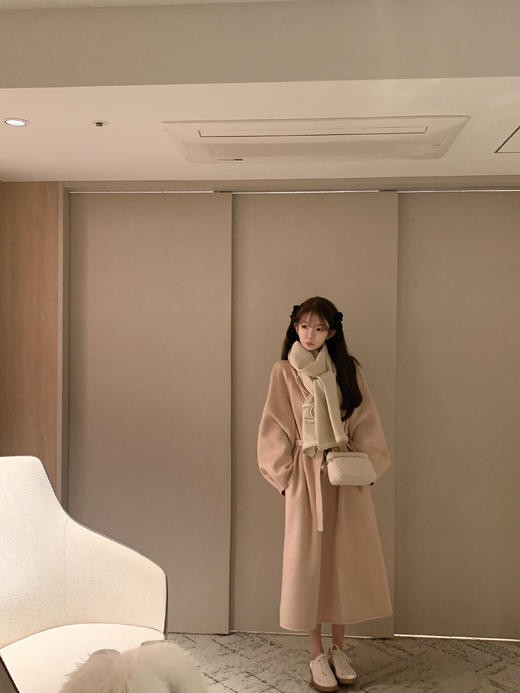 金蘑菇菇 昭和日剧式冬日 私服sn*del大衣 / 10羊绒 浪漫弧度大衣 商品图7