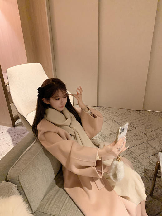 金蘑菇菇 昭和日剧式冬日 私服sn*del大衣 / 10羊绒 浪漫弧度大衣 商品图8