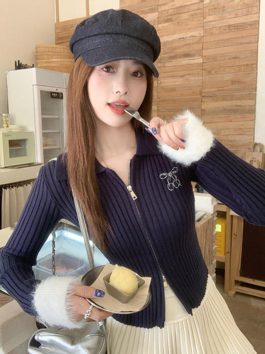 <曾小咸推荐>现货秒杀 ！微信超特价！韩系翻领短款针织衫 日常199.99 立减110 秒杀89.99！！ 商品图12