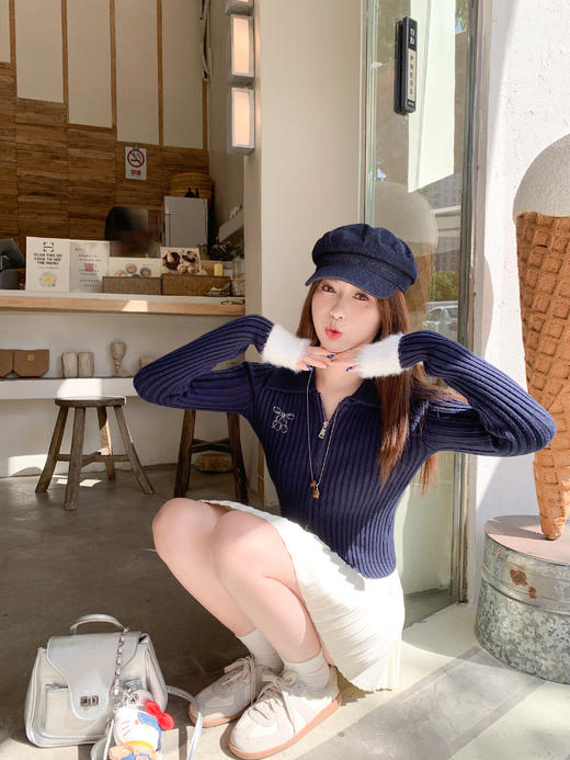 <曾小咸推荐>现货秒杀 ！微信超特价！韩系翻领短款针织衫 日常199.99 立减110 秒杀89.99！！ 商品图7