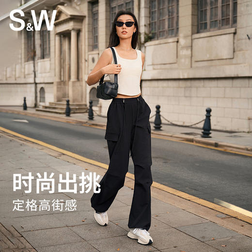 【sw速惟】运动休闲工装风高腰直筒防风防泼水长裤 6149 商品图2