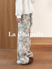 专柜实拍【复古印花/高克重】拉夏贝尔/La Chapelle质感有型！高腰宽松垂感牛仔裤显瘦显高拖地裤★ 商品缩略图4