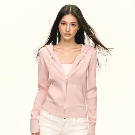 Ariseism 美式复古薄款针织上衣连帽毛衣外套女春季新款 商品图0