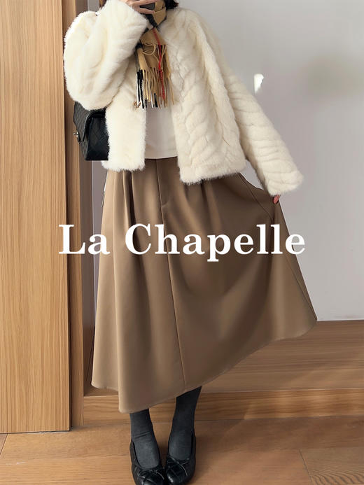 专柜实拍【超模伞裙】拉夏贝尔/La Chapelle立体捏褶高腰显瘦A字长款半身裙~垂感不易皱 商品图4