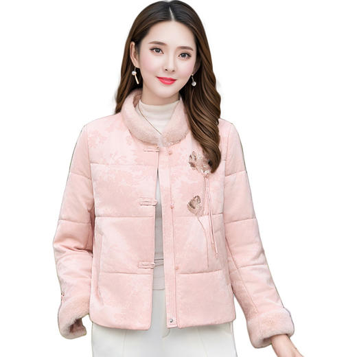 新中式绵羊毛棉服，提花短款棉袄外套QYM59117 商品图4