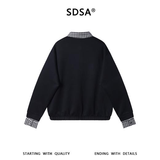 2616009SDSA男士秋冬新款痞帅男装韩版格子拼接翻领假两件卫衣百搭宽松 商品图5