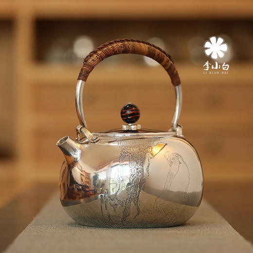 李小白银壶 纯银9999烧水壶 银壶烧水壶 烧水银壶 银壶 茶壶 达摩 商品图1