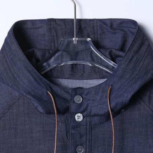 61080SDSA秋冬新款痞帅男装简约半纽扣长袖连帽T恤百搭下摆松紧设计潮 商品图2