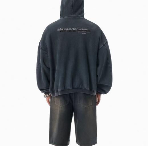 大王 字母刺绣高克重宽松落肩拉链开衫连帽卫衣外套 Z-15788 商品图5