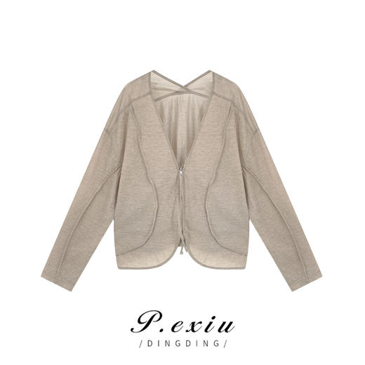 潘依绣设计感V领时尚百搭气质线上长袖外套 K0723 商品图0