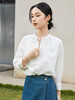 法式慵懒风奶白色圆领半拉链七分袖衬衫 宽松显瘦 夏季通勤气质衬衣 商品缩略图0
