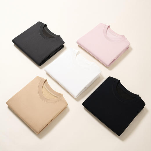 【79元2件】美式休闲280g重磅加绒棉质卫衣 秋冬季宽松纯色保暖长袖T恤 商品图2