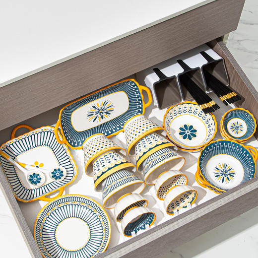 【北欧典雅精致 高颜值碗碟套装】 盘子碟子陶瓷碗汤碗饺子盘米饭碗家用陶瓷餐具 商品图1