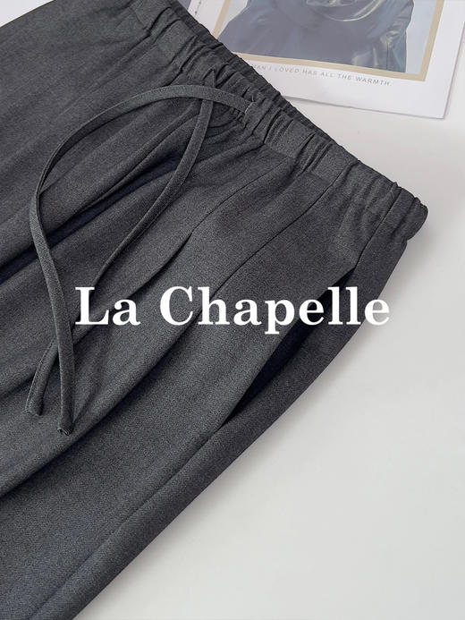 专柜实拍【极简纸片人】拉夏贝尔/La Chapelle绵羊毛高质感！垂感松弛有型高腰系带直筒休闲西裤★ 商品图7