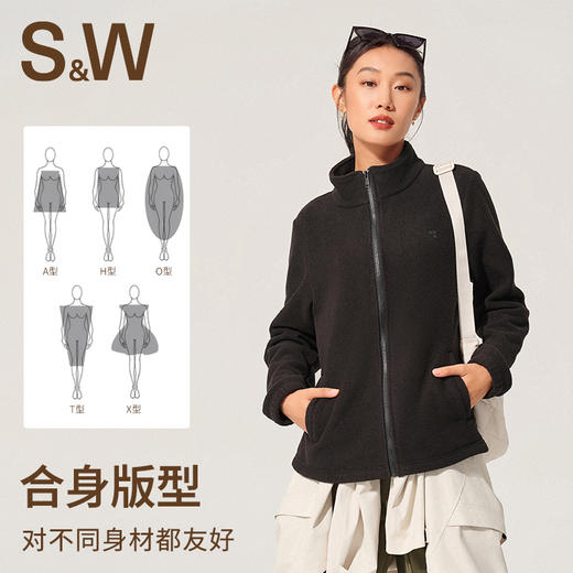 【sw速惟】立领女款双刷摇粒绒运动户外时尚保暖休闲外套 1230 商品图2