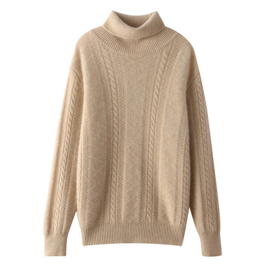 丁摩 秋冬新款100羊毛衫女高领菱形宽松加厚针织打底衫毛衣内搭5ZF-803 商品图4