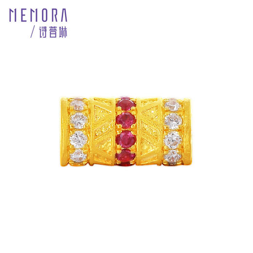 【新品首发】黄金足金3D转运珠镶嵌红宝石钻石 搭配手绳玉石女士礼物 MEMORA诗普琳HP880101 商品图6