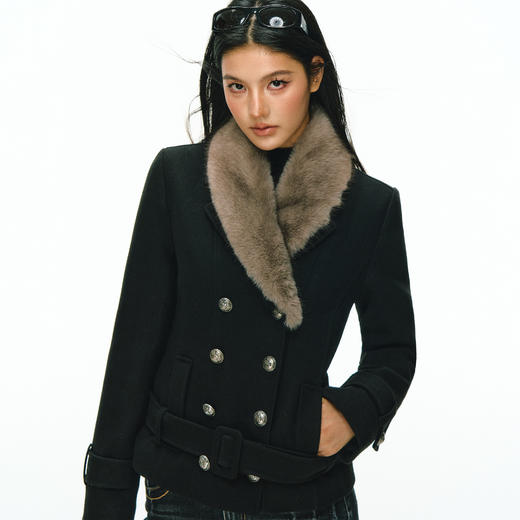 Ariseism 美式复古高级感短双排扣外套女冬季新款修身上衣 商品图1