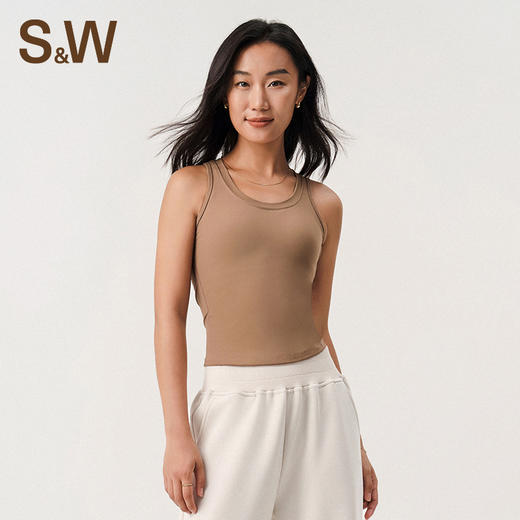 【sw速惟】大U领侧腰分割线显瘦小设计百搭一体式背心S4AW8176 商品图0